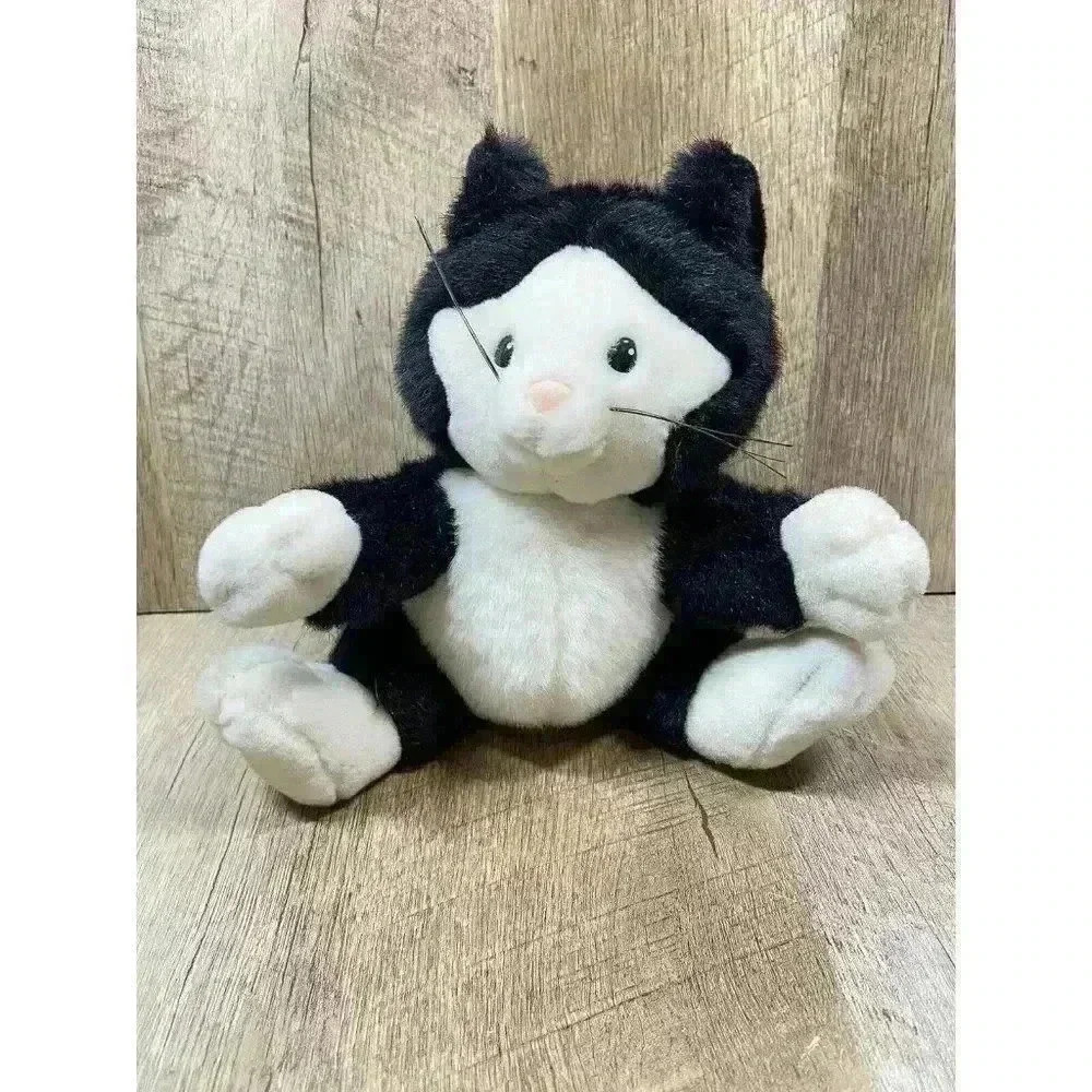 Vintage 80s Russ Caress Soft Pets Black White Cat #564 Plush Stuffed Carlton Jr - Picture 2 of 9